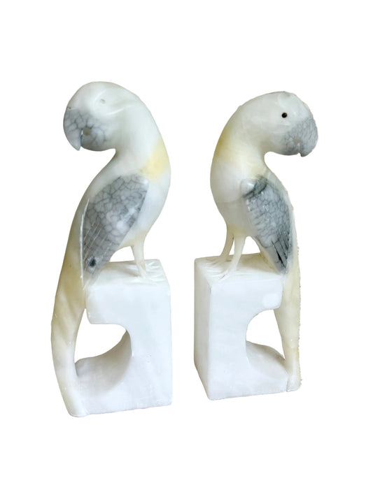 pair of Italian alabaster bird bookends