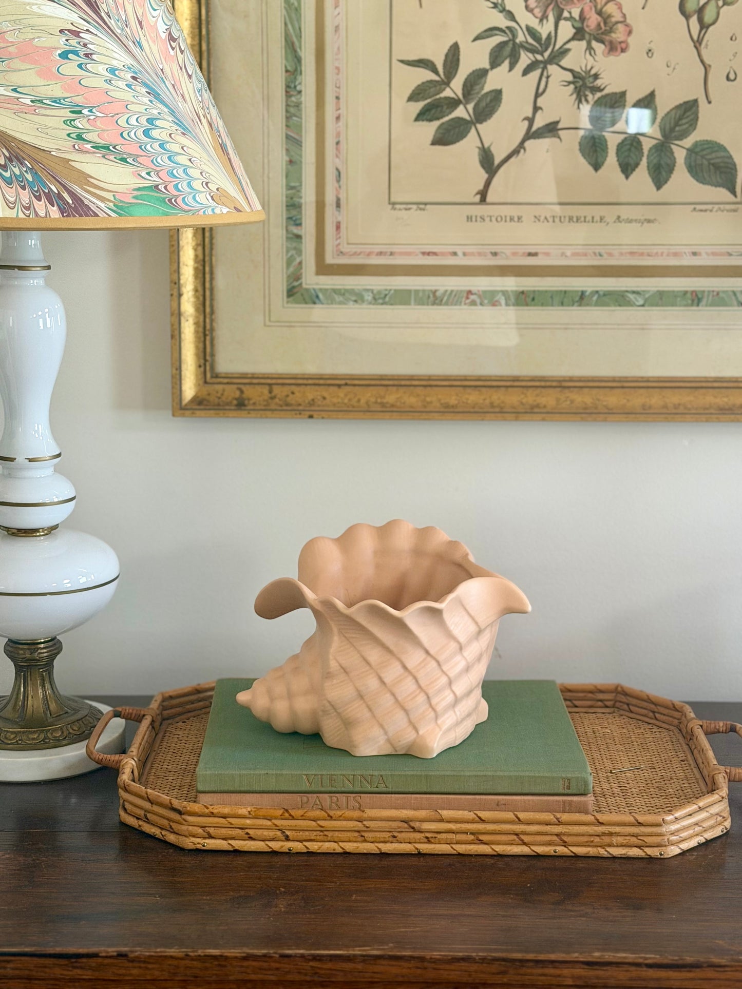 Pereiras Portugal pink conch shell ceramic planter