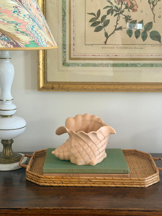 Pereiras Portugal pink conch shell ceramic planter