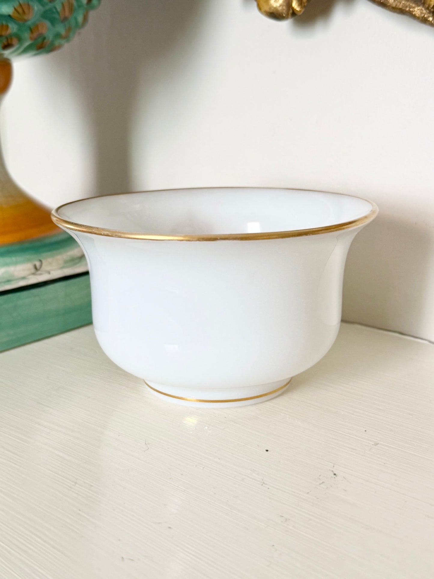 French opaline finger bowl with Napoleonic imperial cipher reproduction