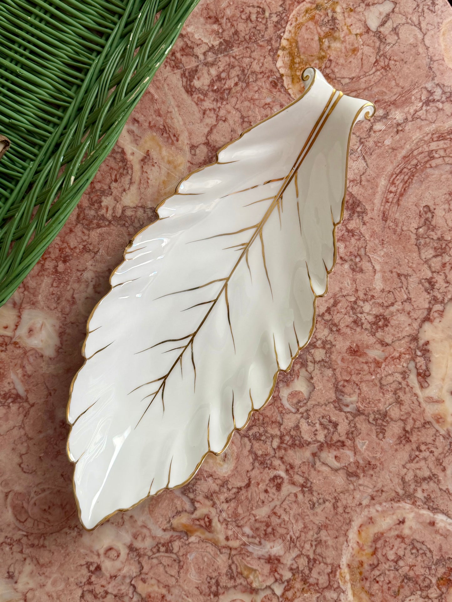 Noritake gold-gilt porcelain leaf dish