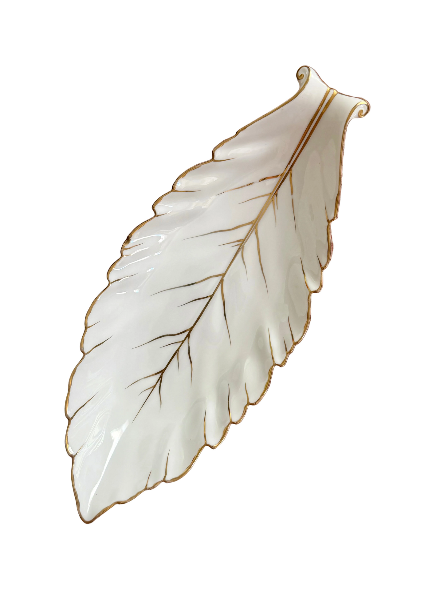 Noritake gold-gilt porcelain leaf dish