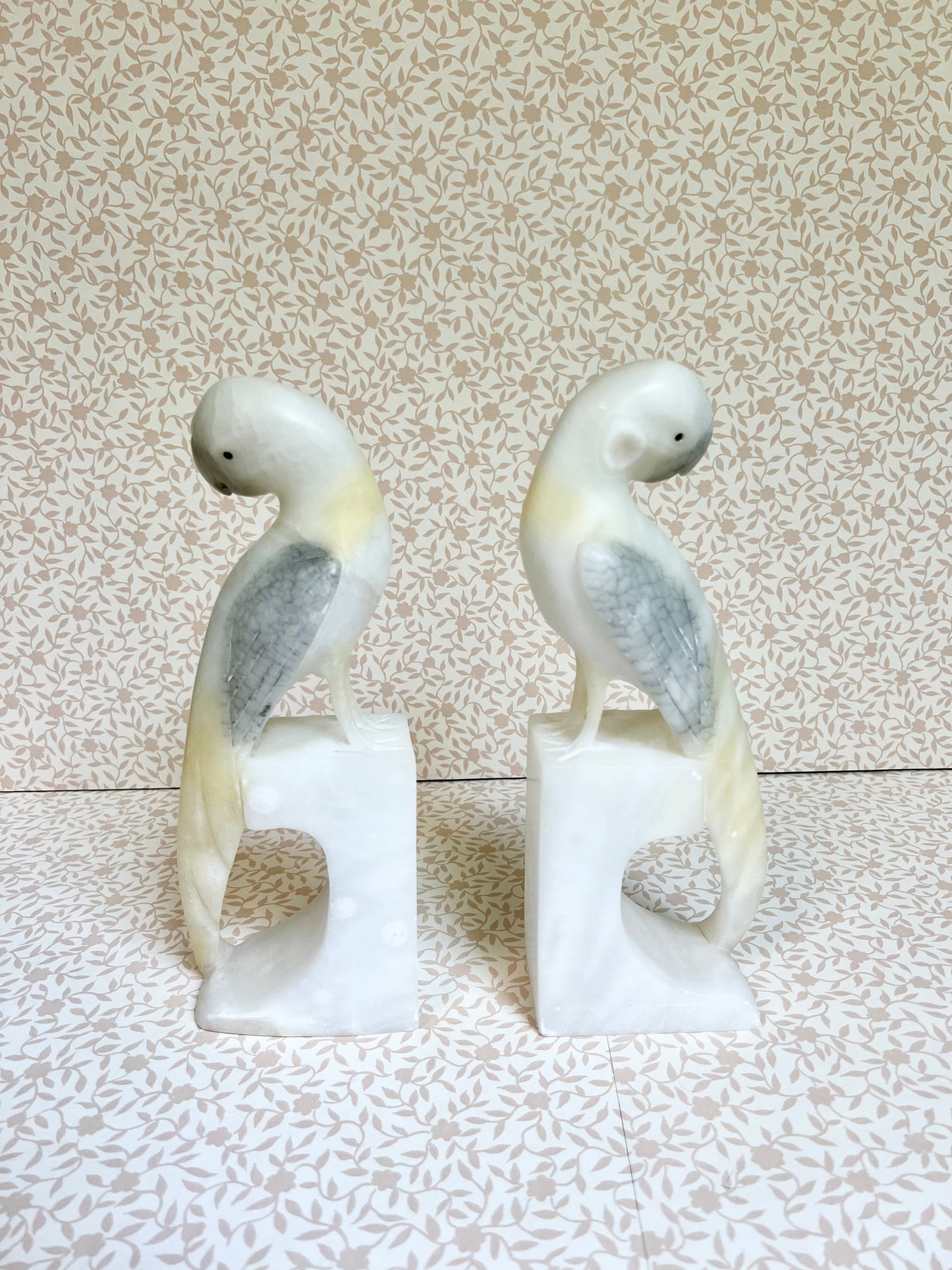 pair of Italian alabaster bird bookends