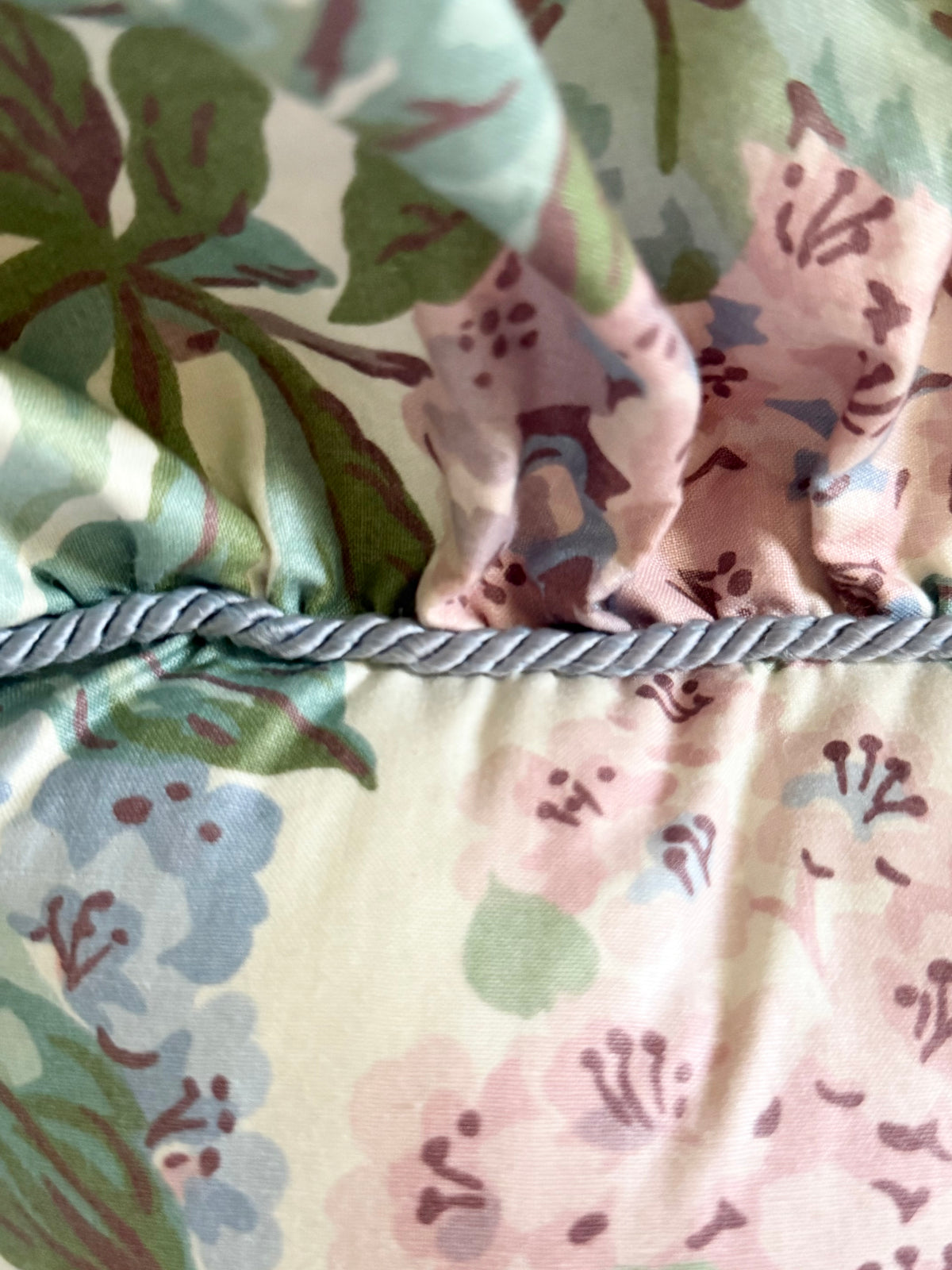 Waverly floral chintz pillow with ruffle trim