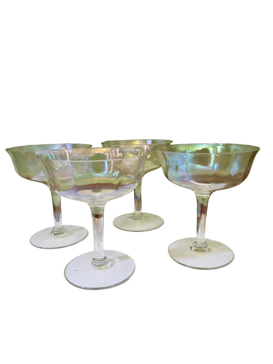 iridescent coupe glasses, set of 4