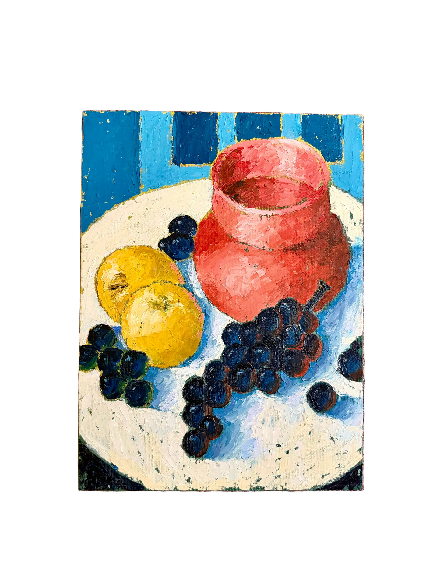 blue striped still life