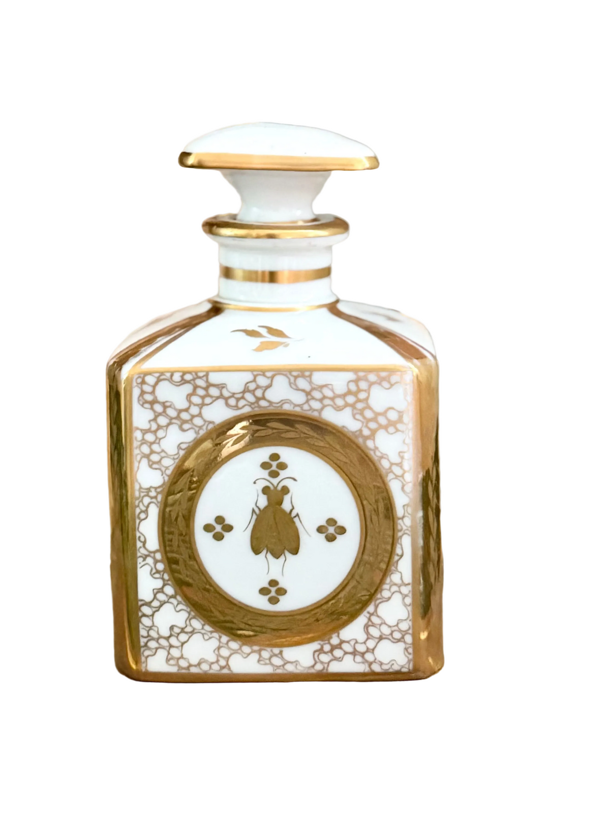 empire-style porcelain perfume bottle with Napoleonic bee reproduction