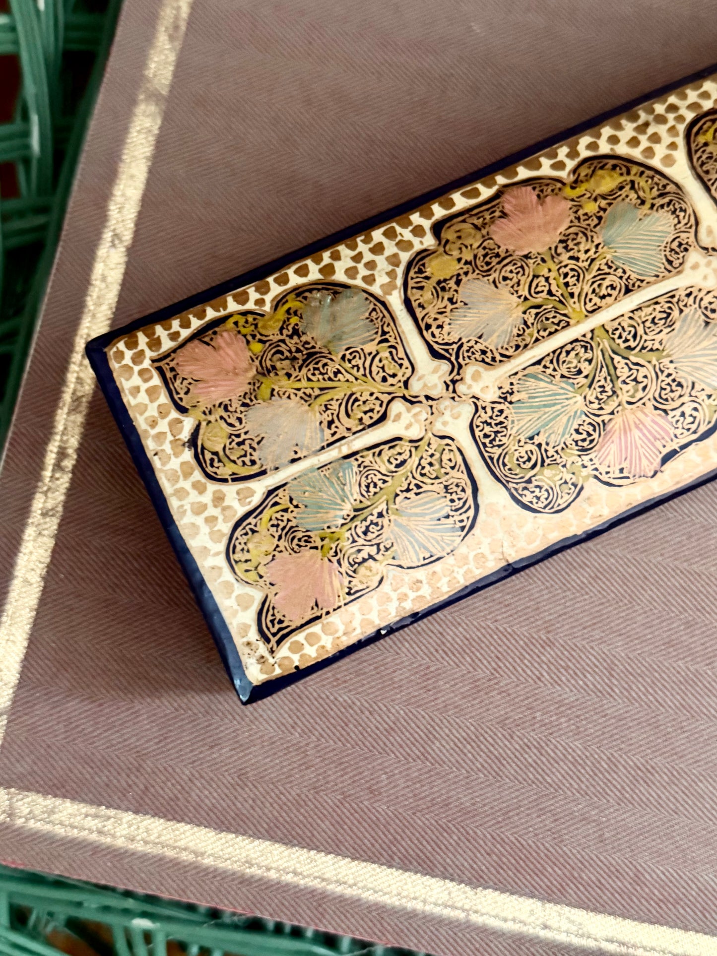 hand painted rectangle Kashmiri box