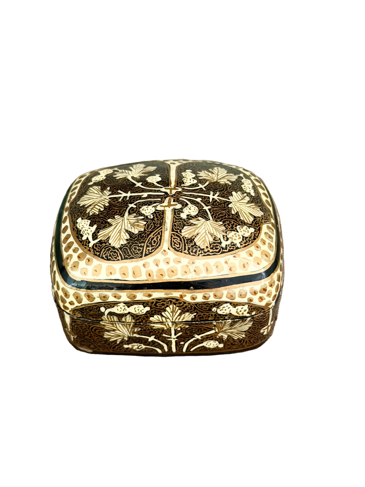hand painted square Kashmiri box