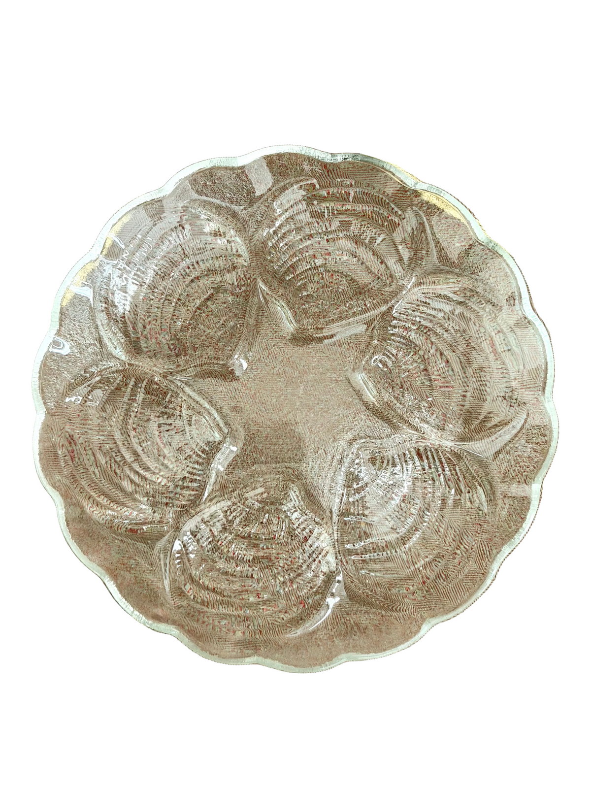 clear glass oyster plate