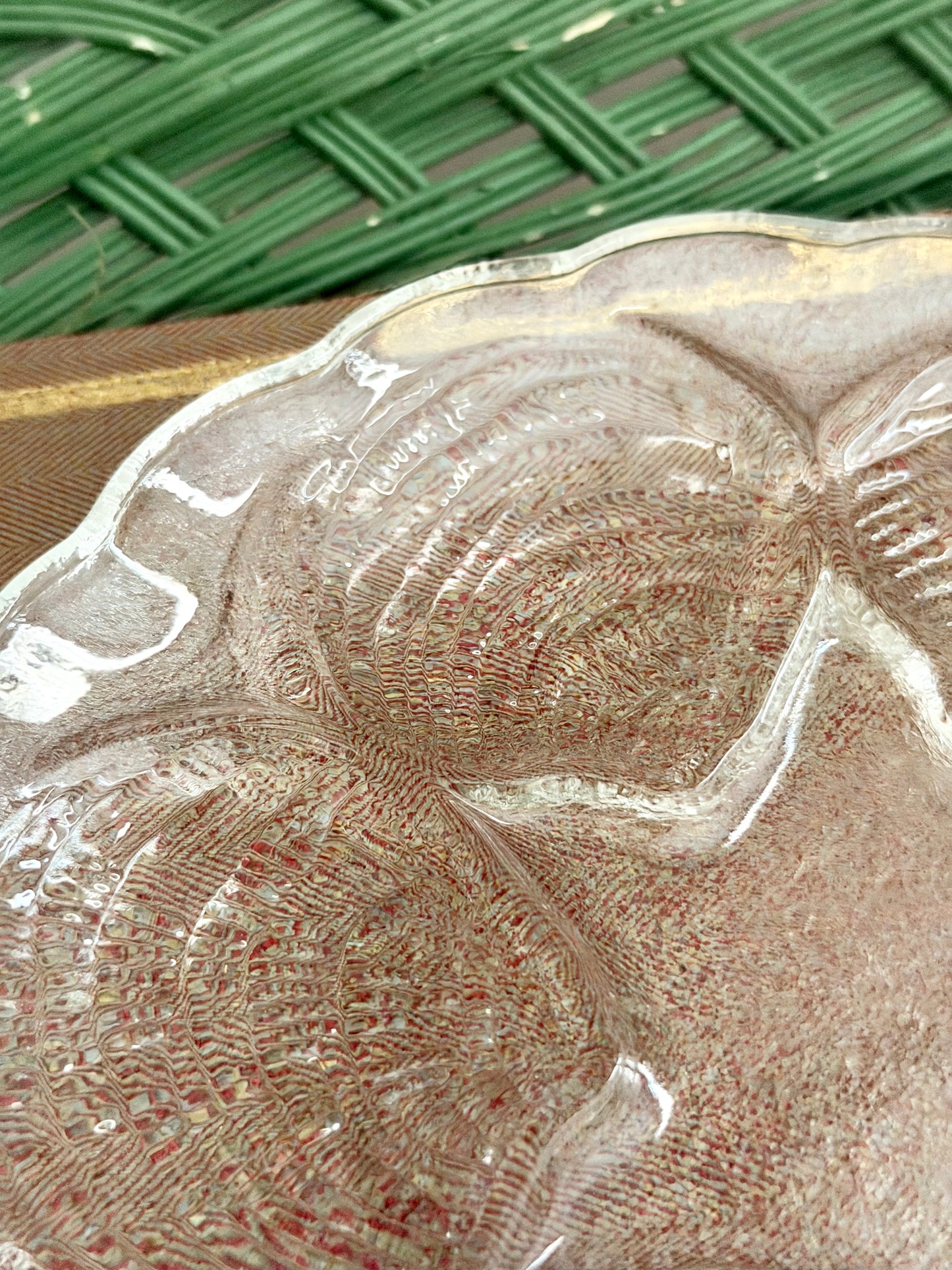 clear glass oyster plate