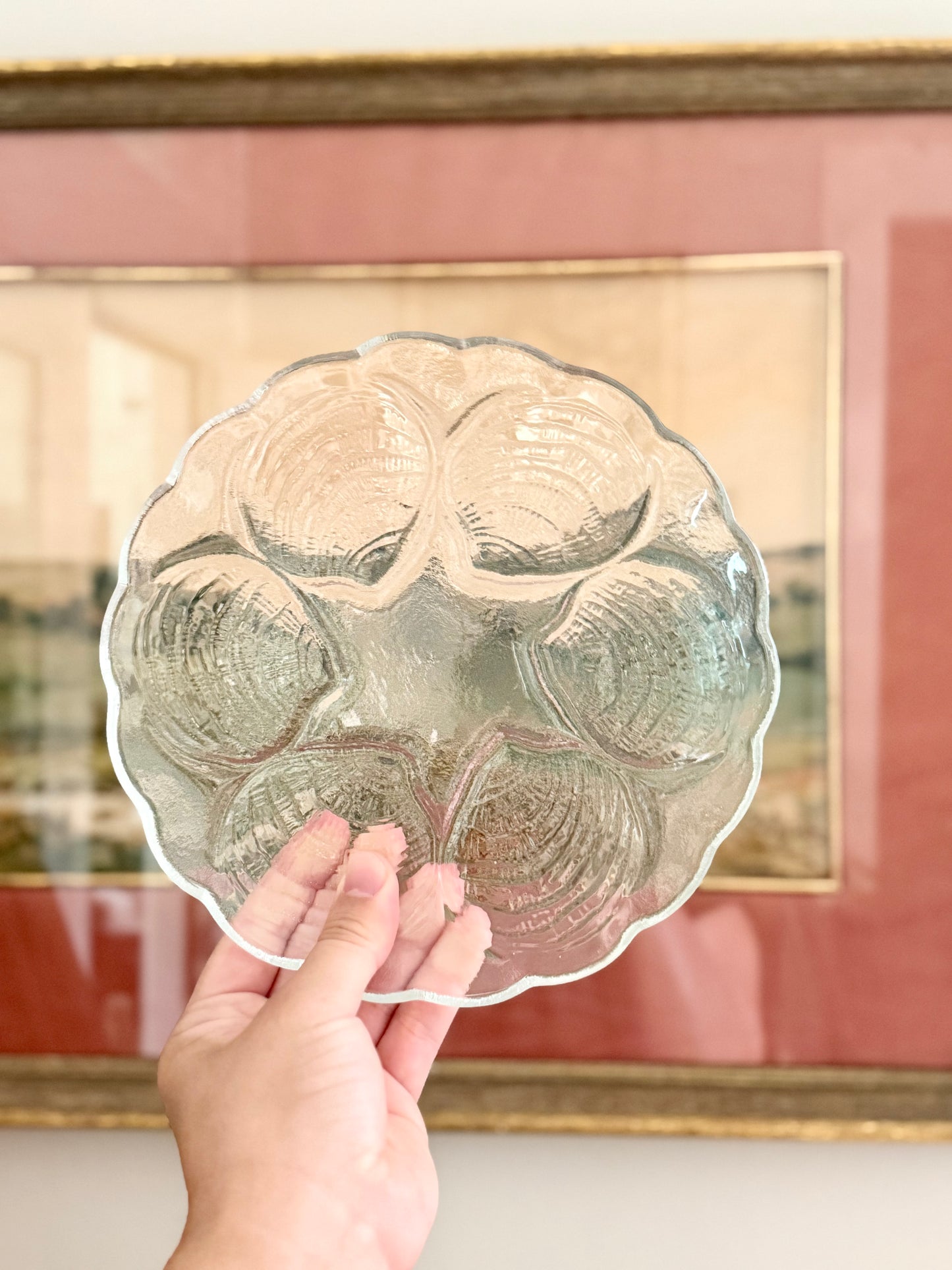 clear glass oyster plate