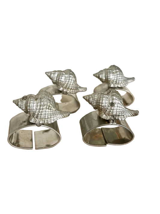 Ballena Bay pewter shell napkin rings, set of 4