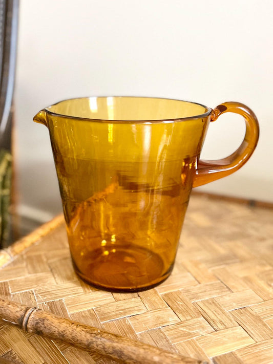 hand blown amber glass pitcher