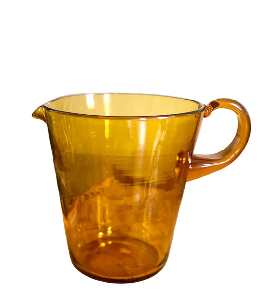 hand blown amber glass pitcher