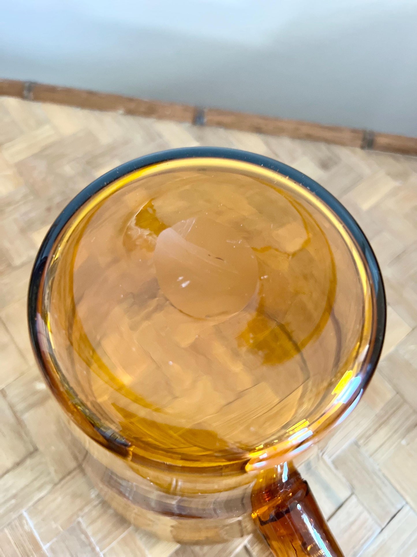 hand blown amber glass pitcher