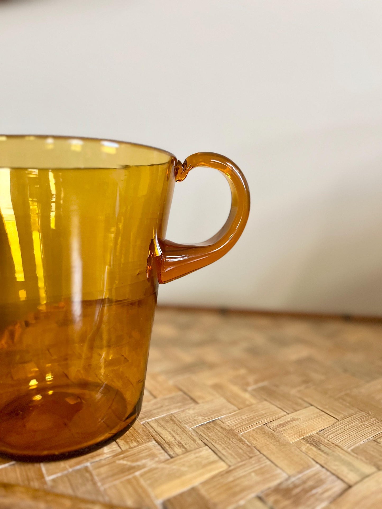 hand blown amber glass pitcher