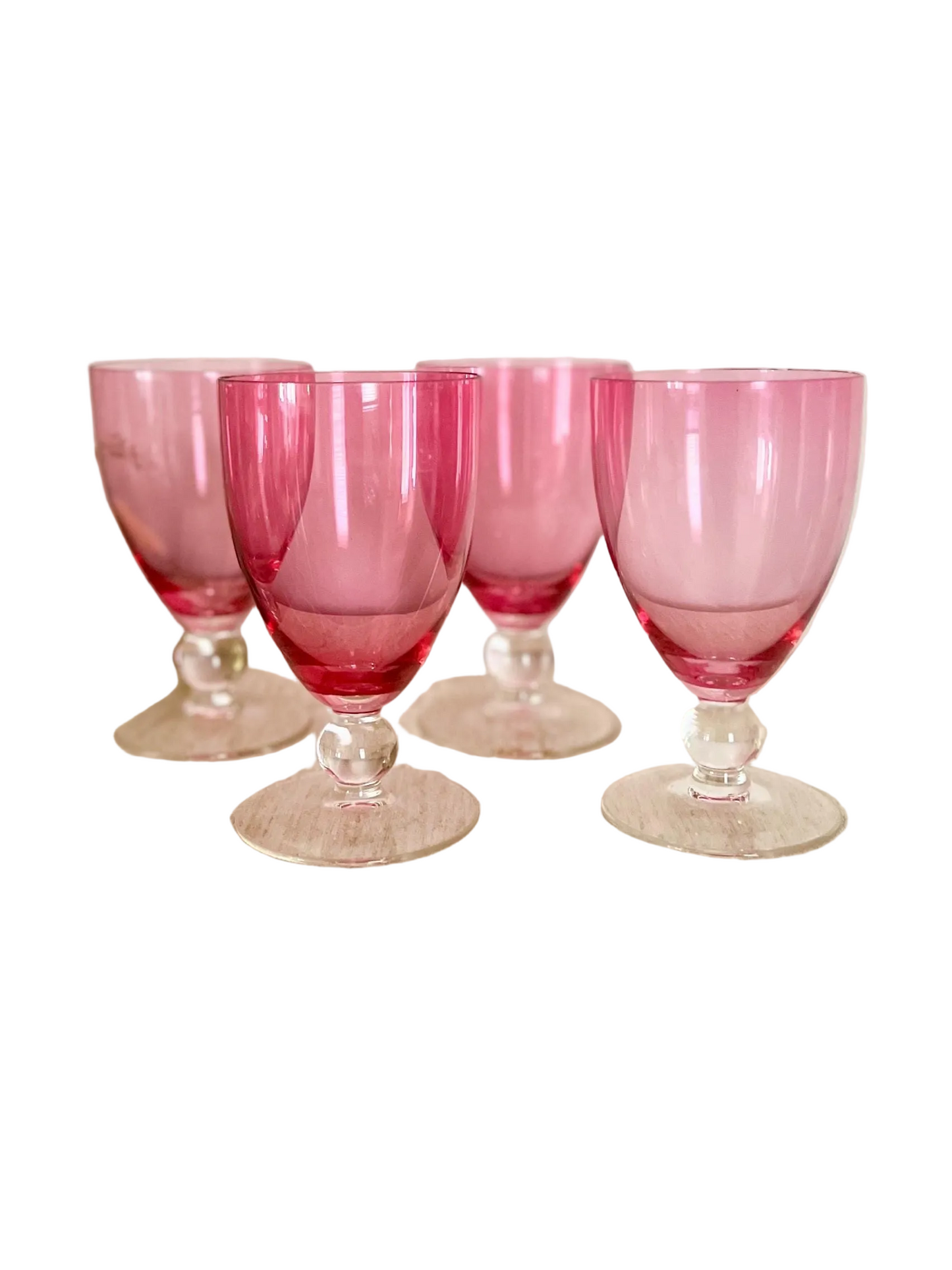 Crystal Cranberry Water Goblets — Set of 4 (10 oz)