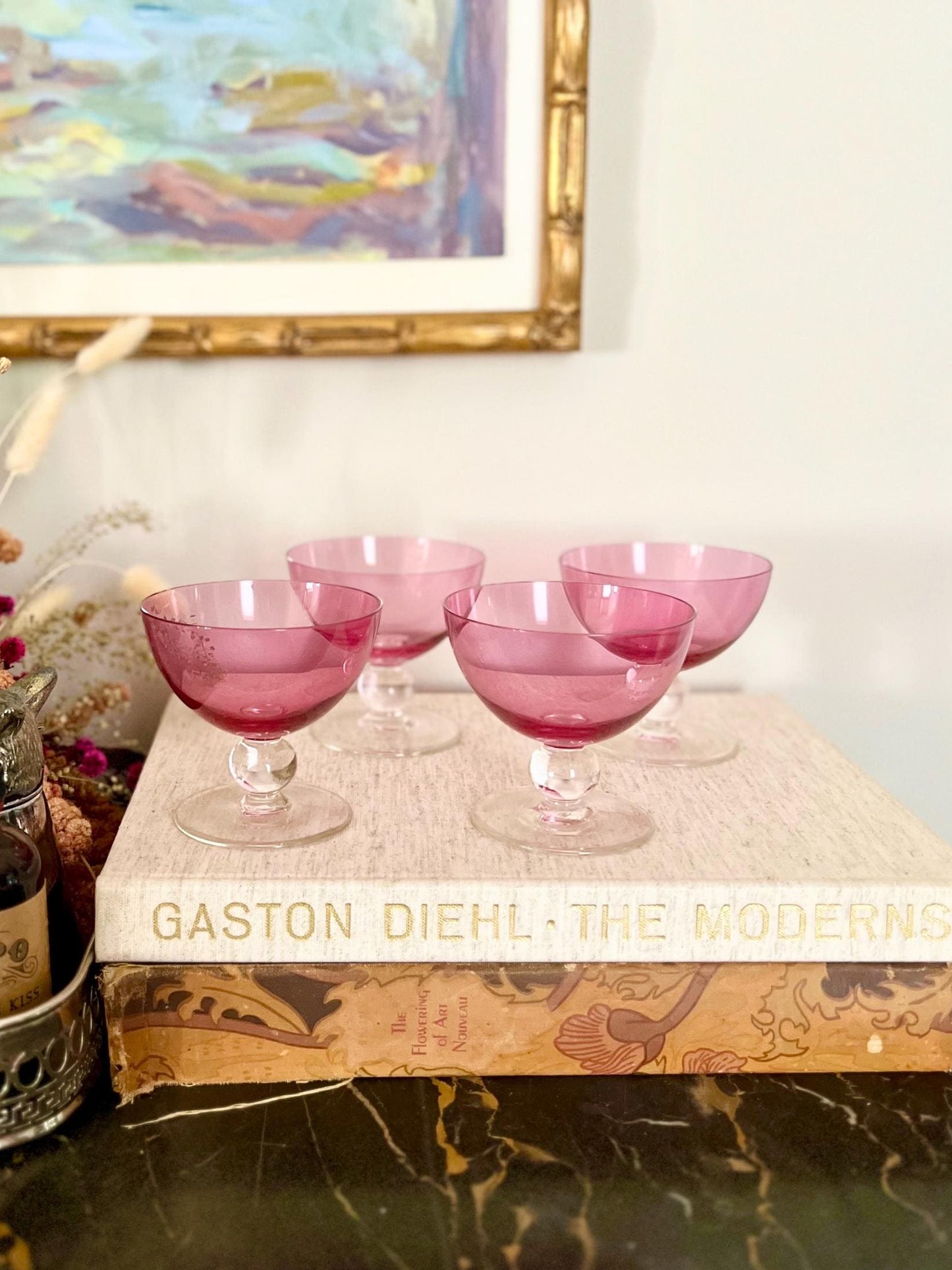 Crystal Cranberry Dessert Coupes — Set of 4 (8 oz)