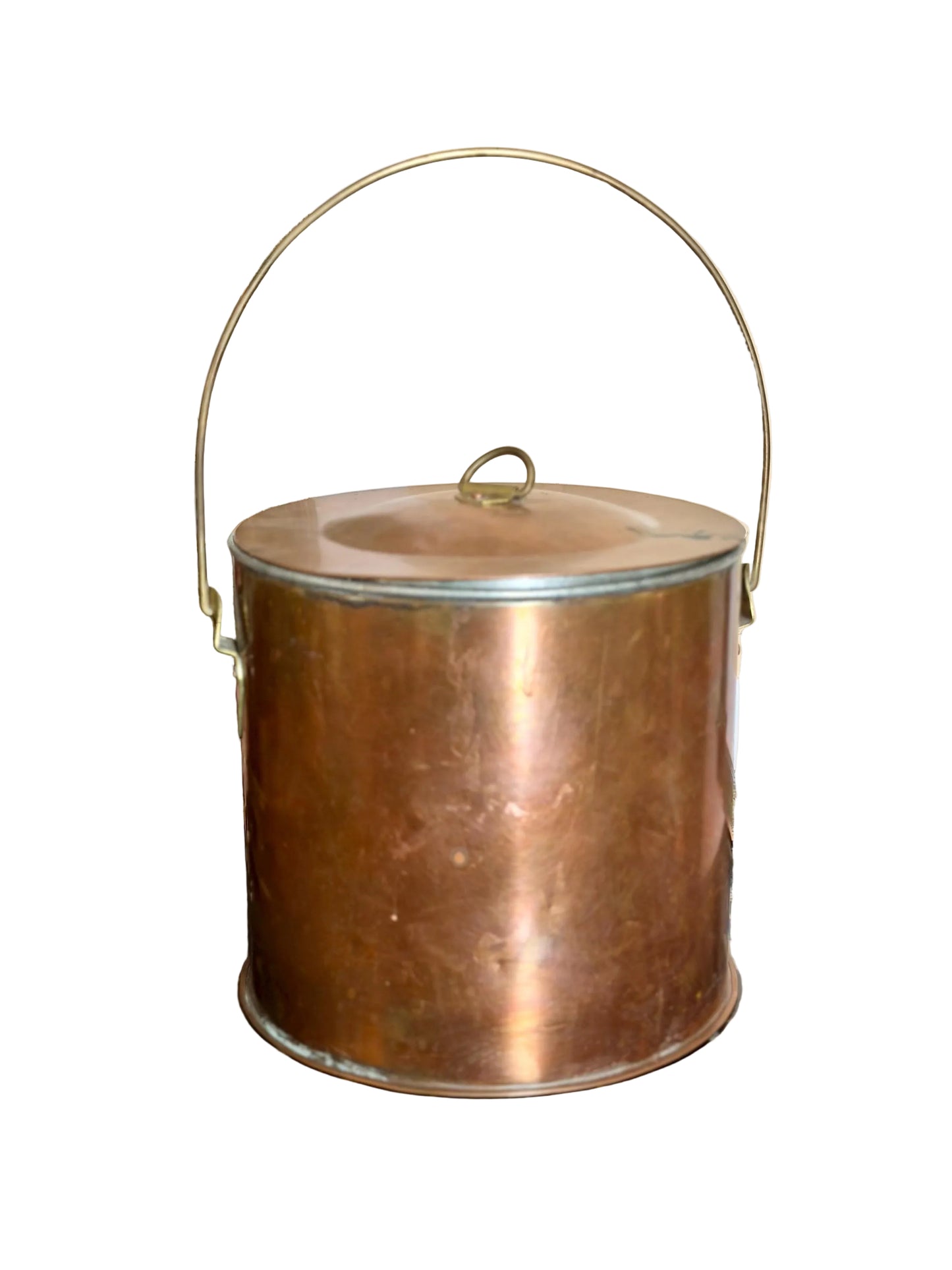 copper lidded canister with thin handle