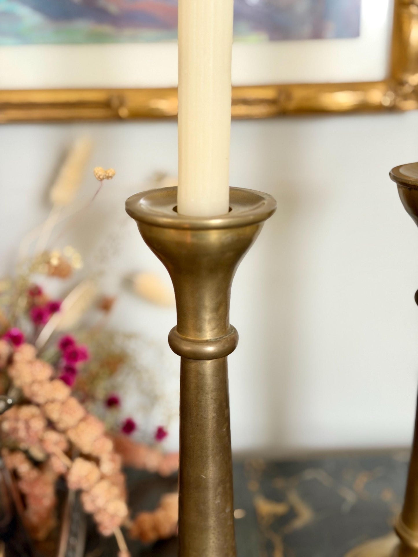 pair of vintage brass candlesticks