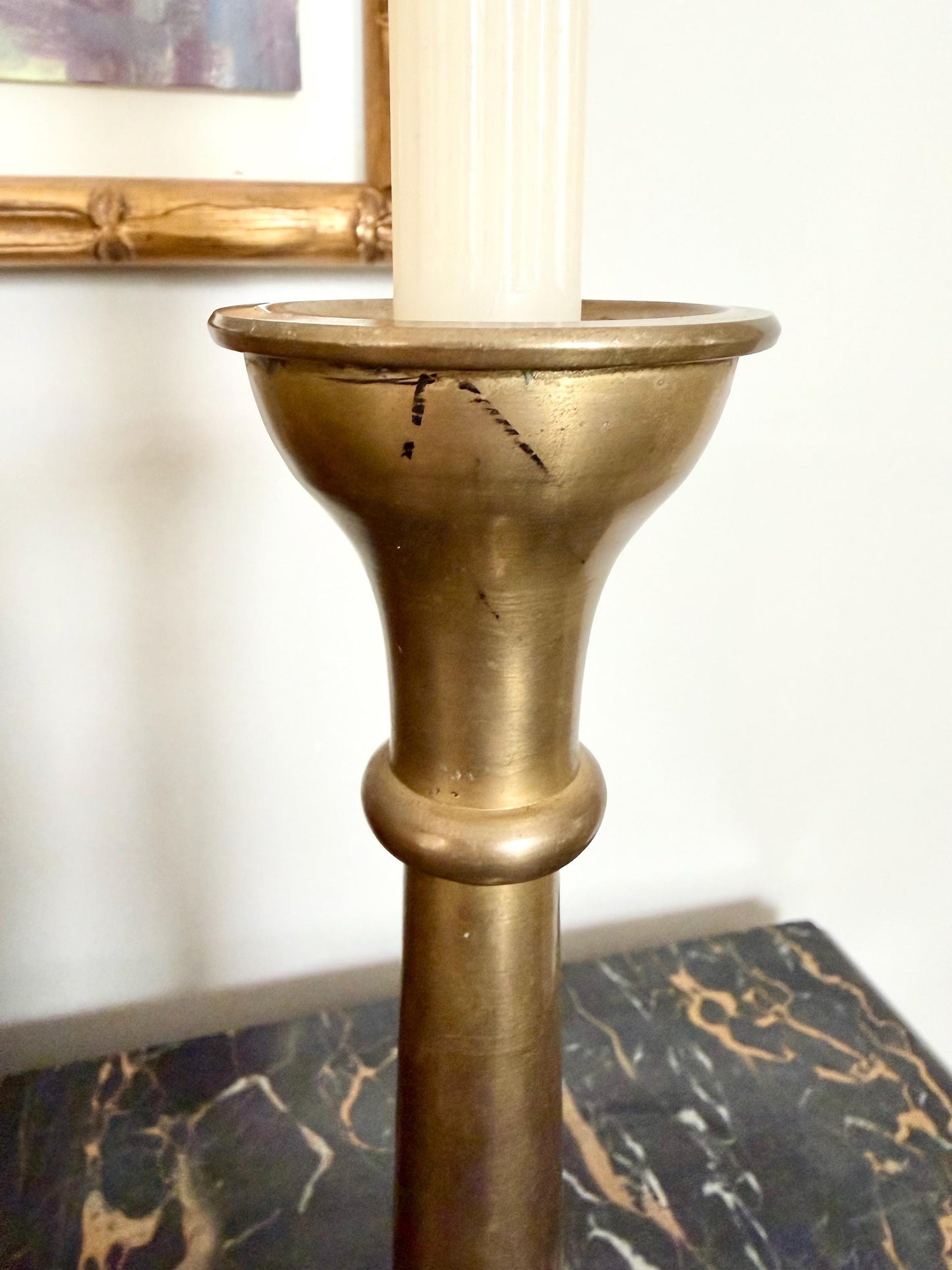 pair of vintage brass candlesticks
