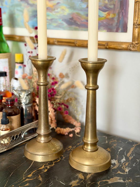 pair of vintage brass candlesticks