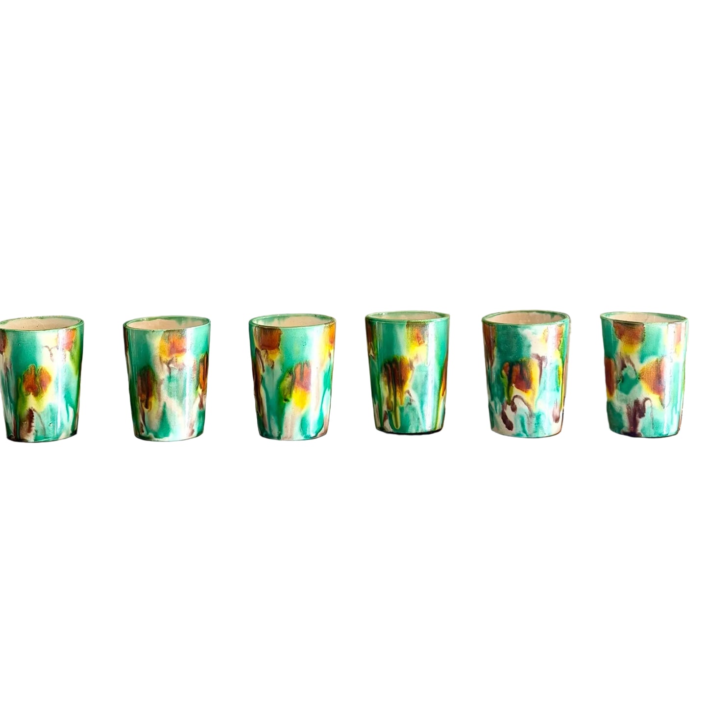 antique drip glaze ceramic tumblers, set of 6
