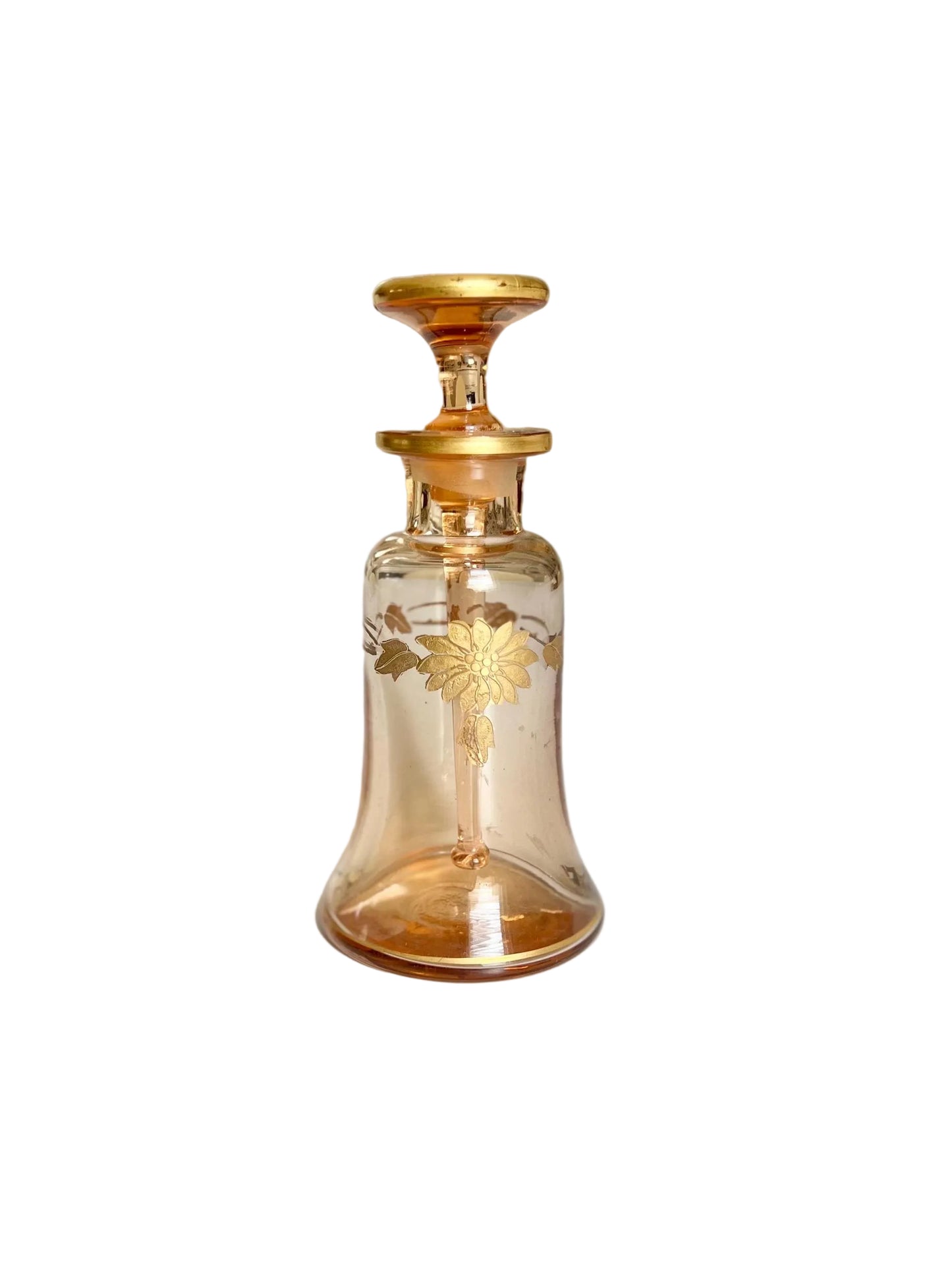 antique amber perfume bottle with gold detailing