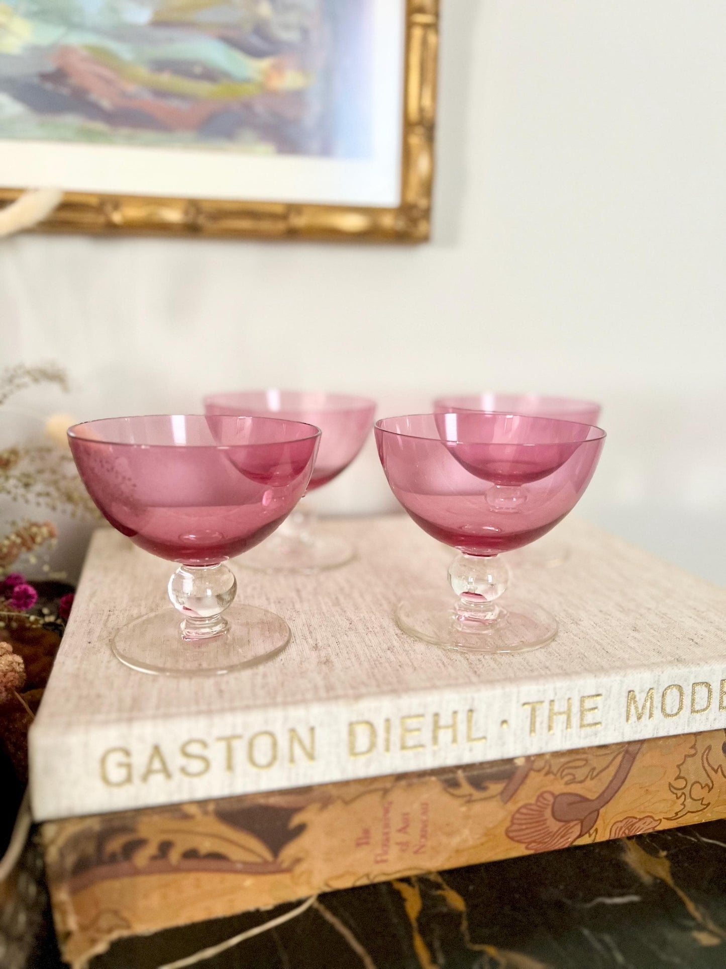 Crystal Cranberry Dessert Coupes — Set of 4 (8 oz)