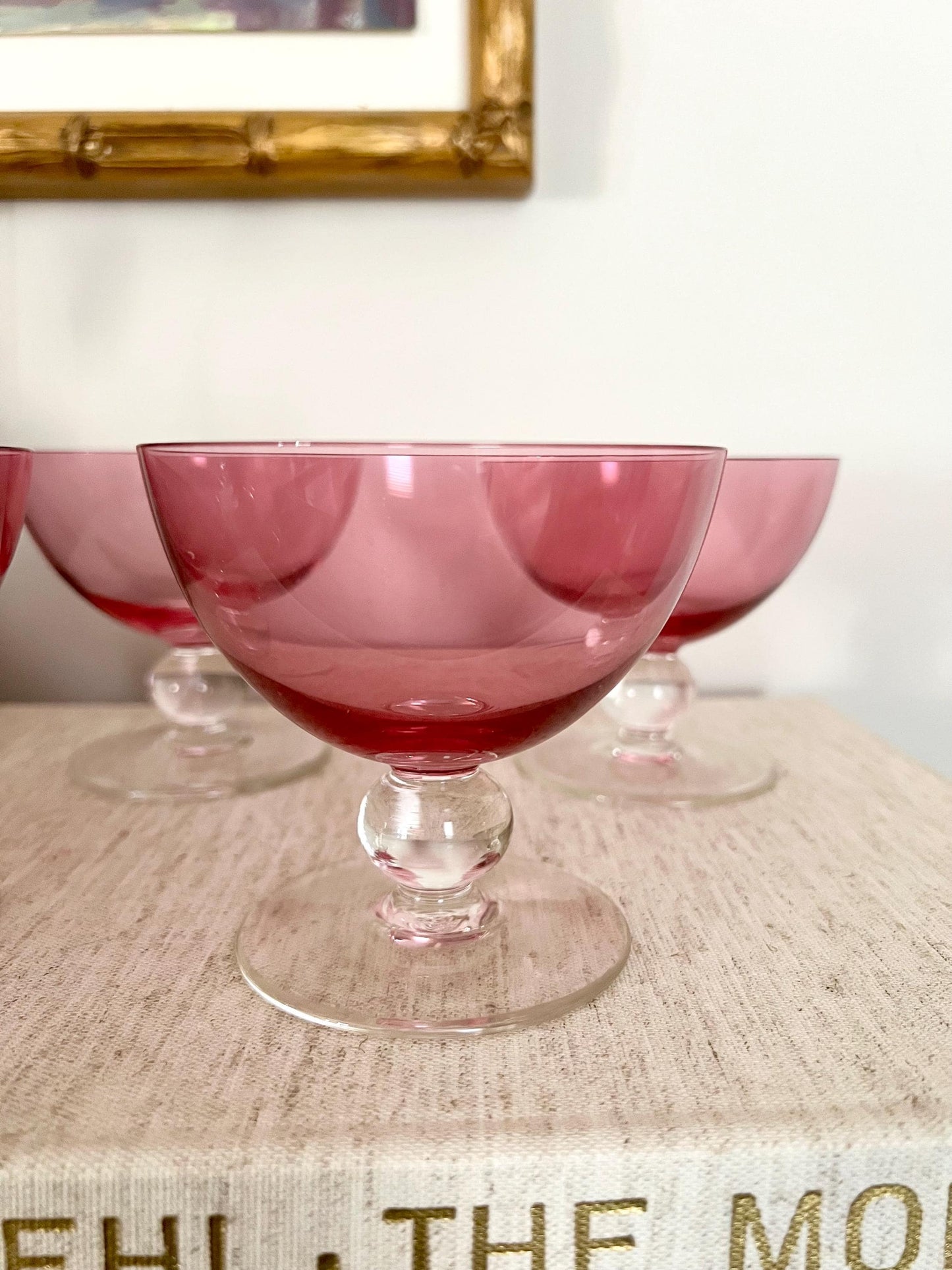 Crystal Cranberry Dessert Coupes — Set of 4 (8 oz)