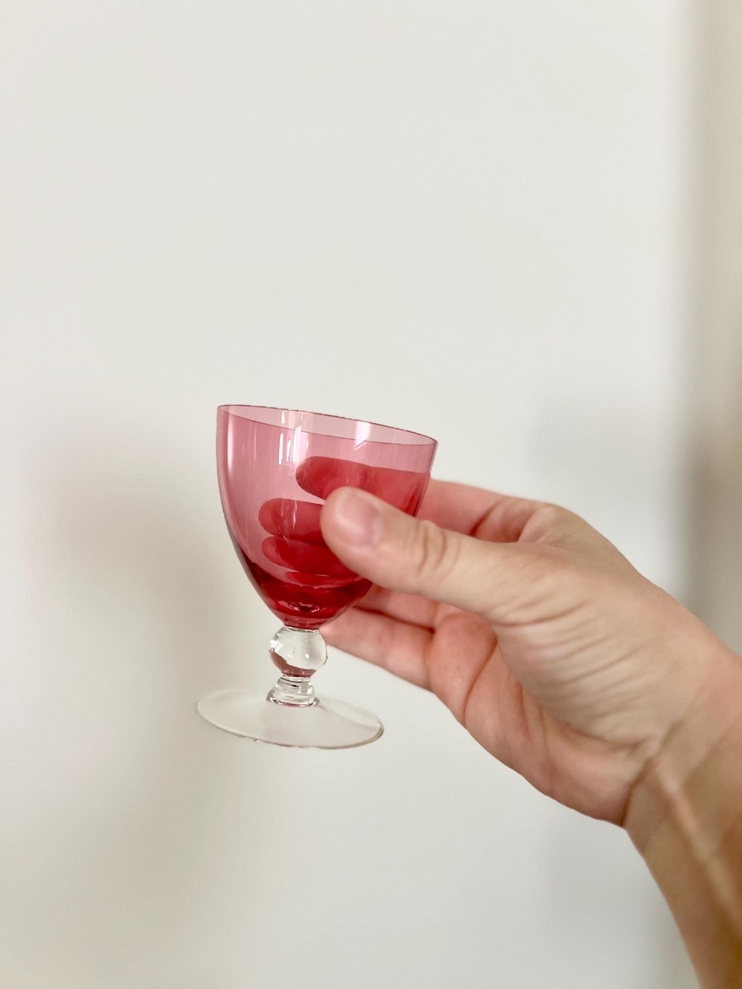 Crystal Cranberry Cocktail Glasses — Set of 4 (4 oz)