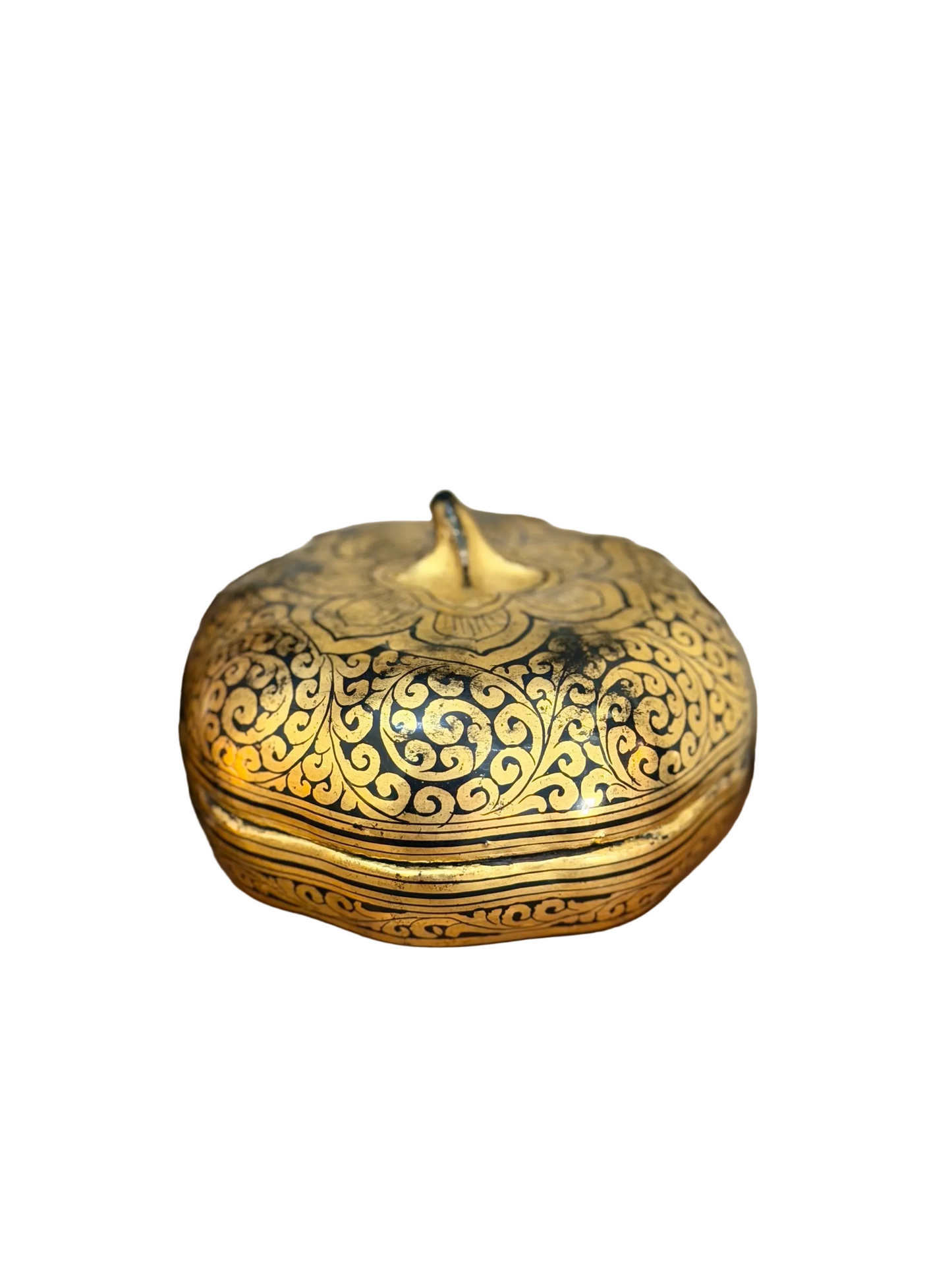 black and gold Burmese lacquerware pumpkin / melon box