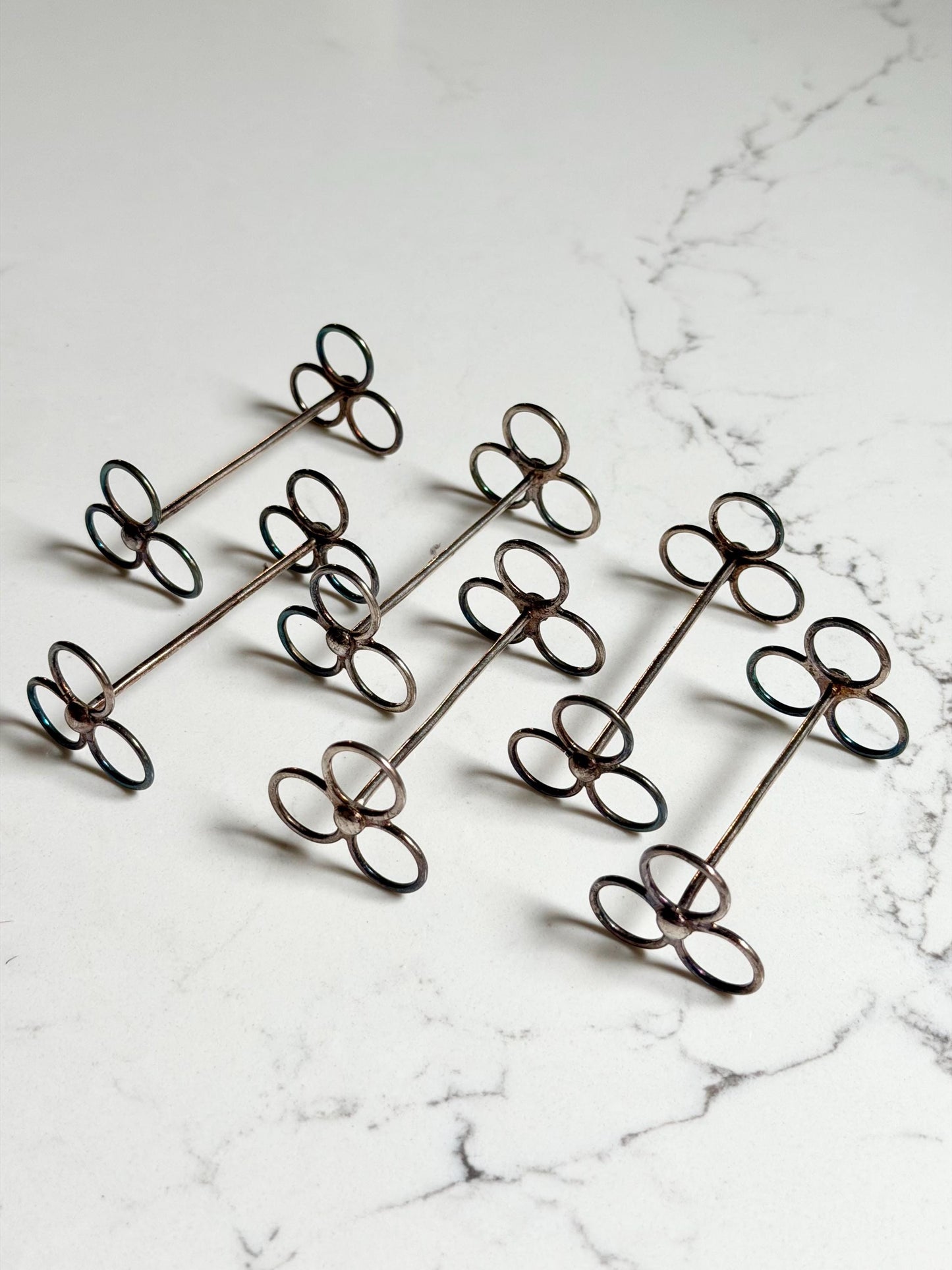 Art Deco silver plate trefoil knife rests, set of 6