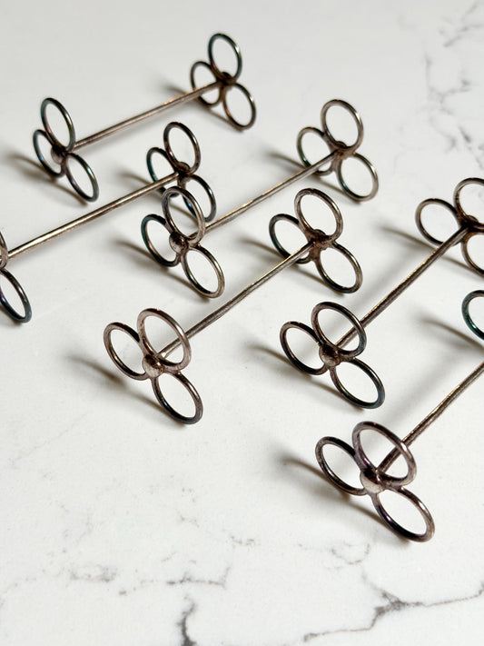 Art Deco silver plate trefoil knife rests, set of 6