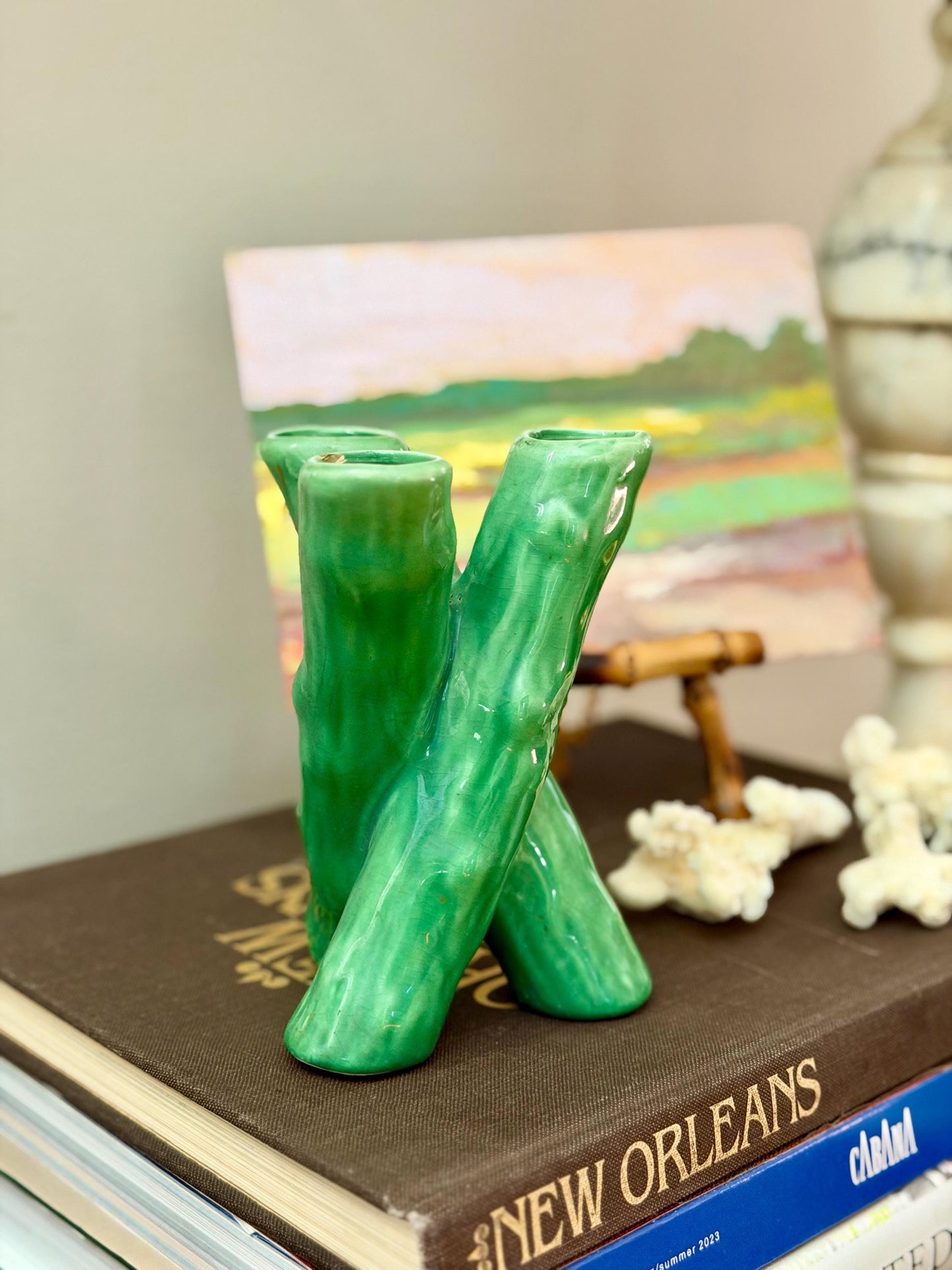 Camark Studios crossed branch vase 1940s-50s