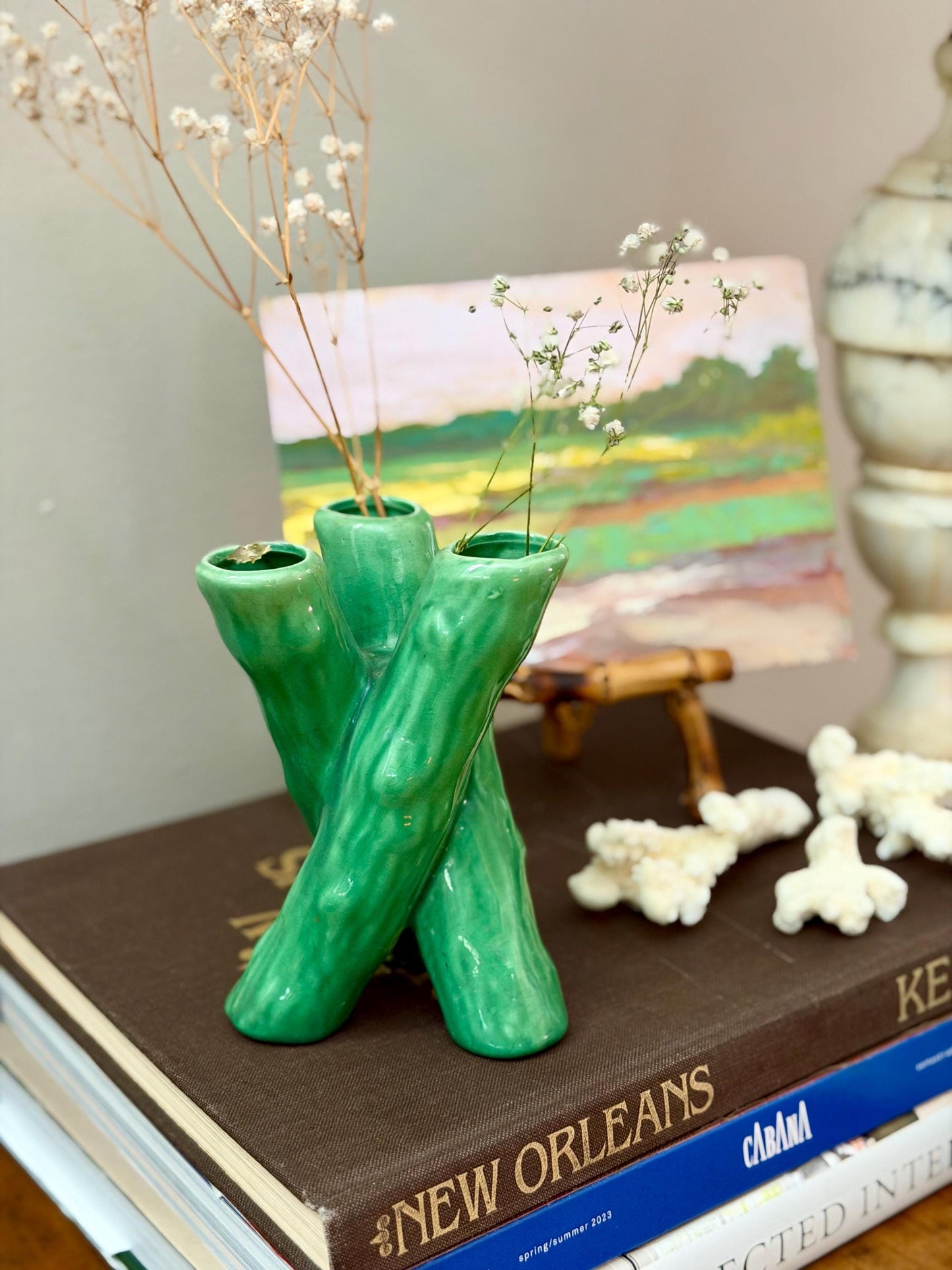 Camark Studios crossed branch vase 1940s-50s