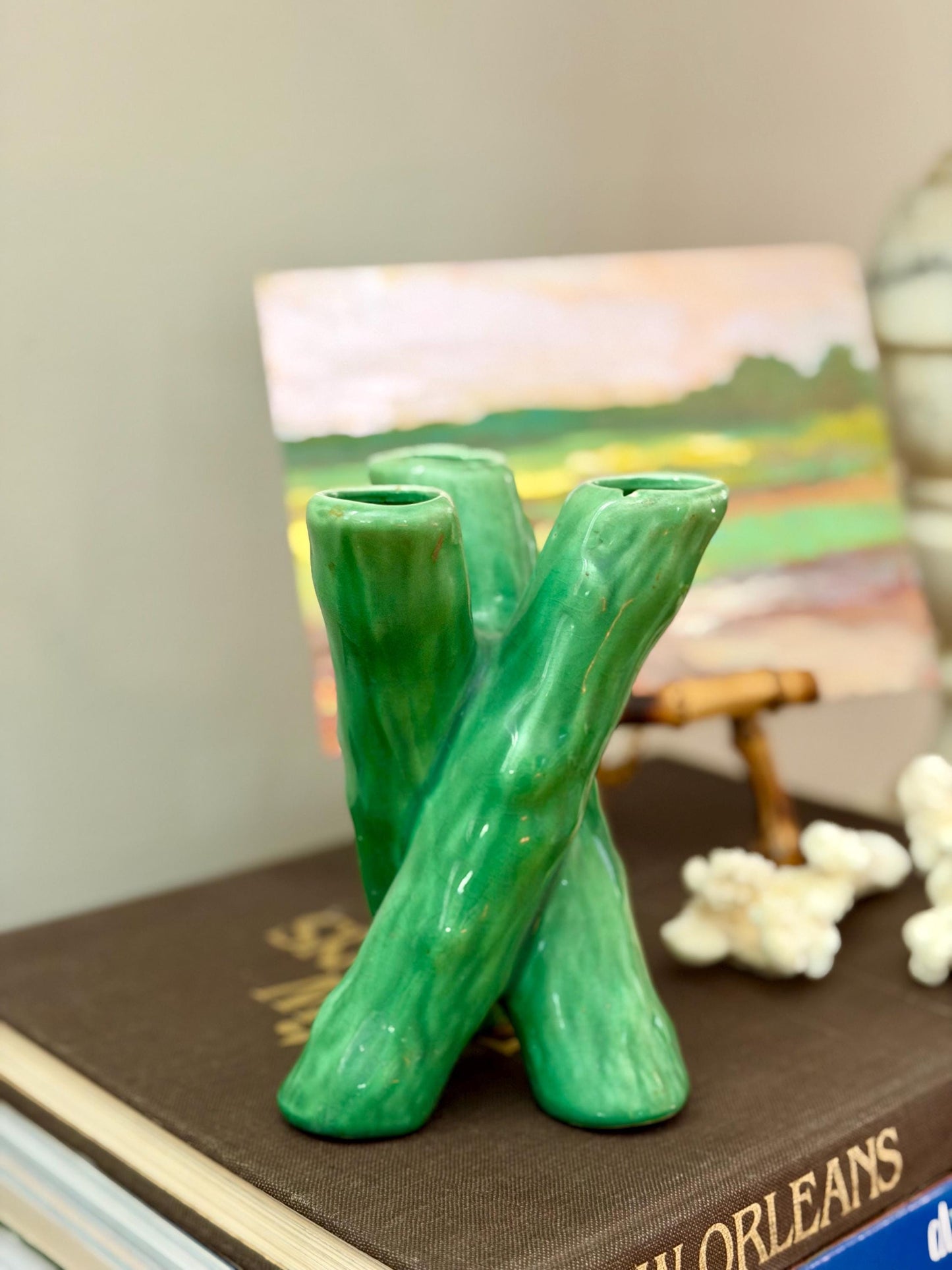 Camark Studios crossed branch vase 1940s-50s
