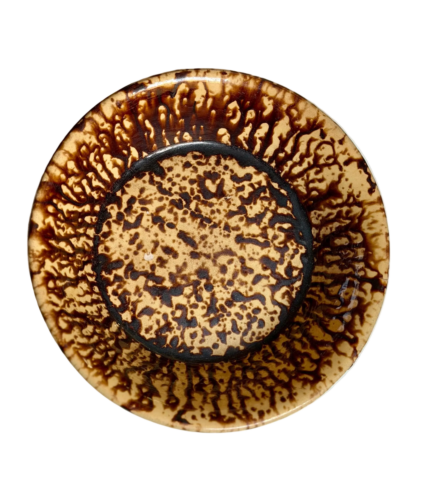 antique Rockingham Bennington Brown spongeware bowl