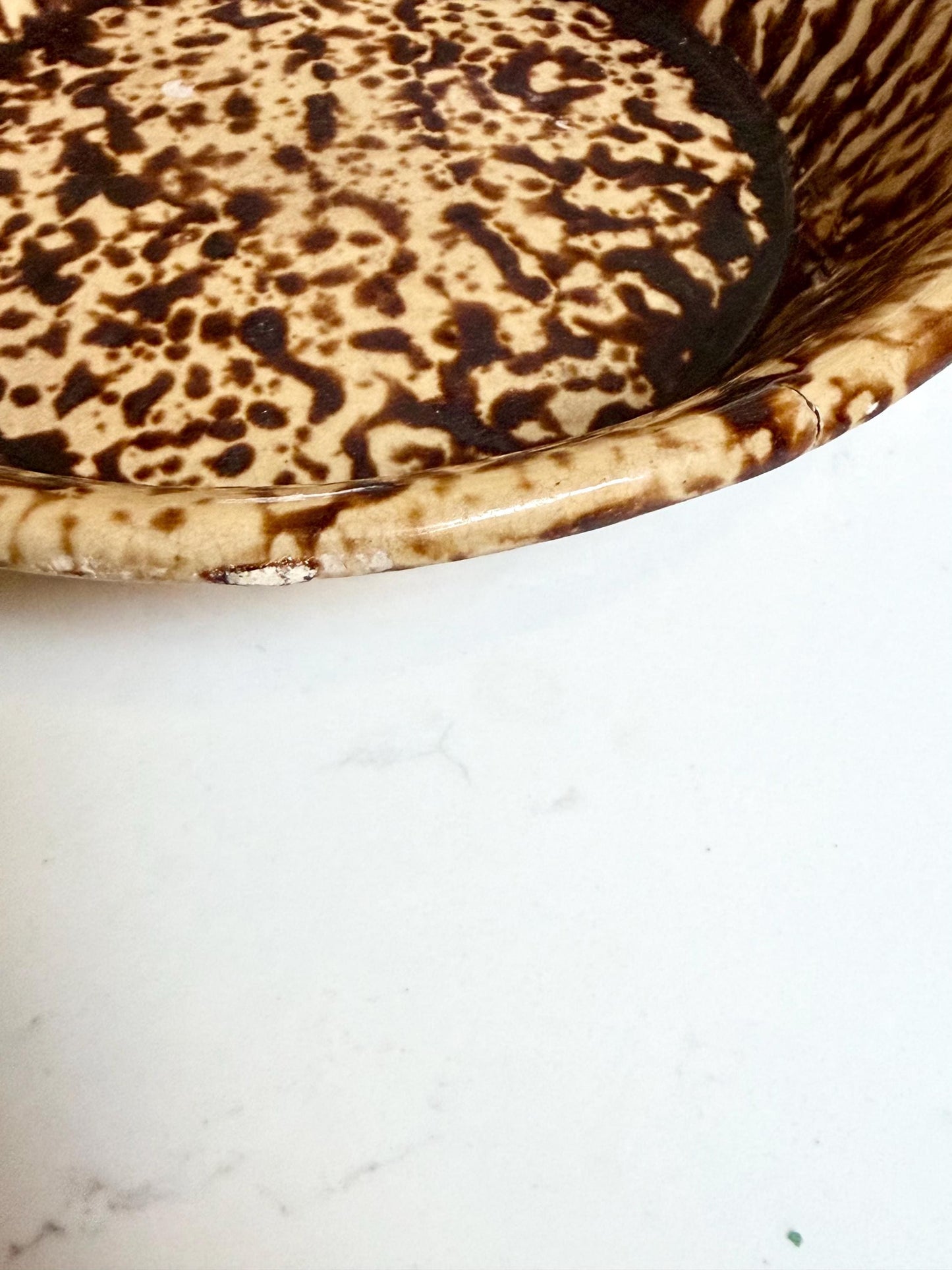 antique Rockingham Bennington Brown spongeware bowl