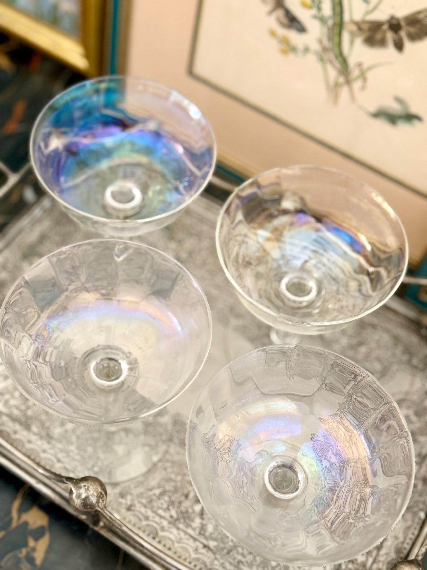 iridescent coupe glasses, set of 4