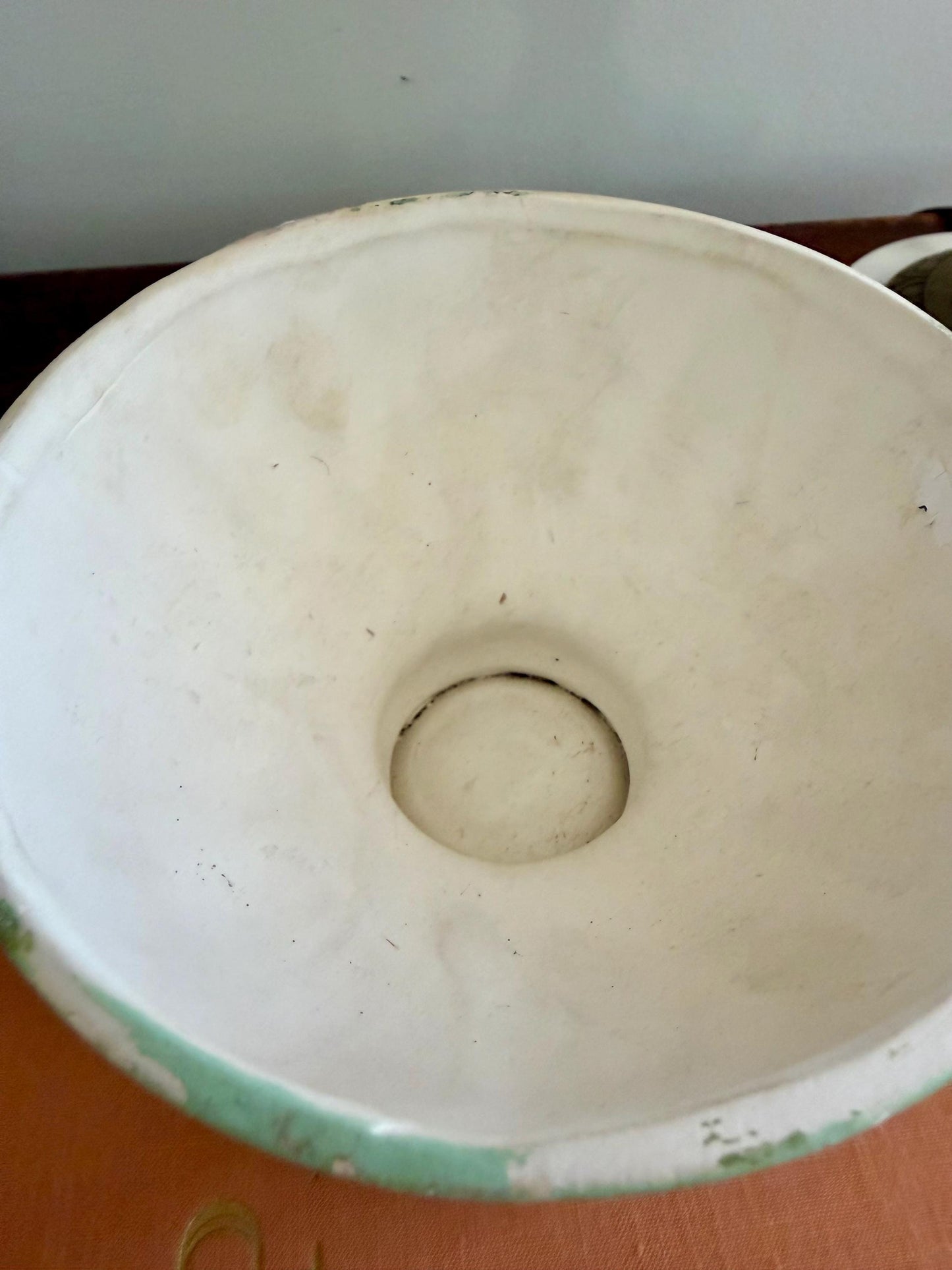 minty green Holland Mold pedestal planter