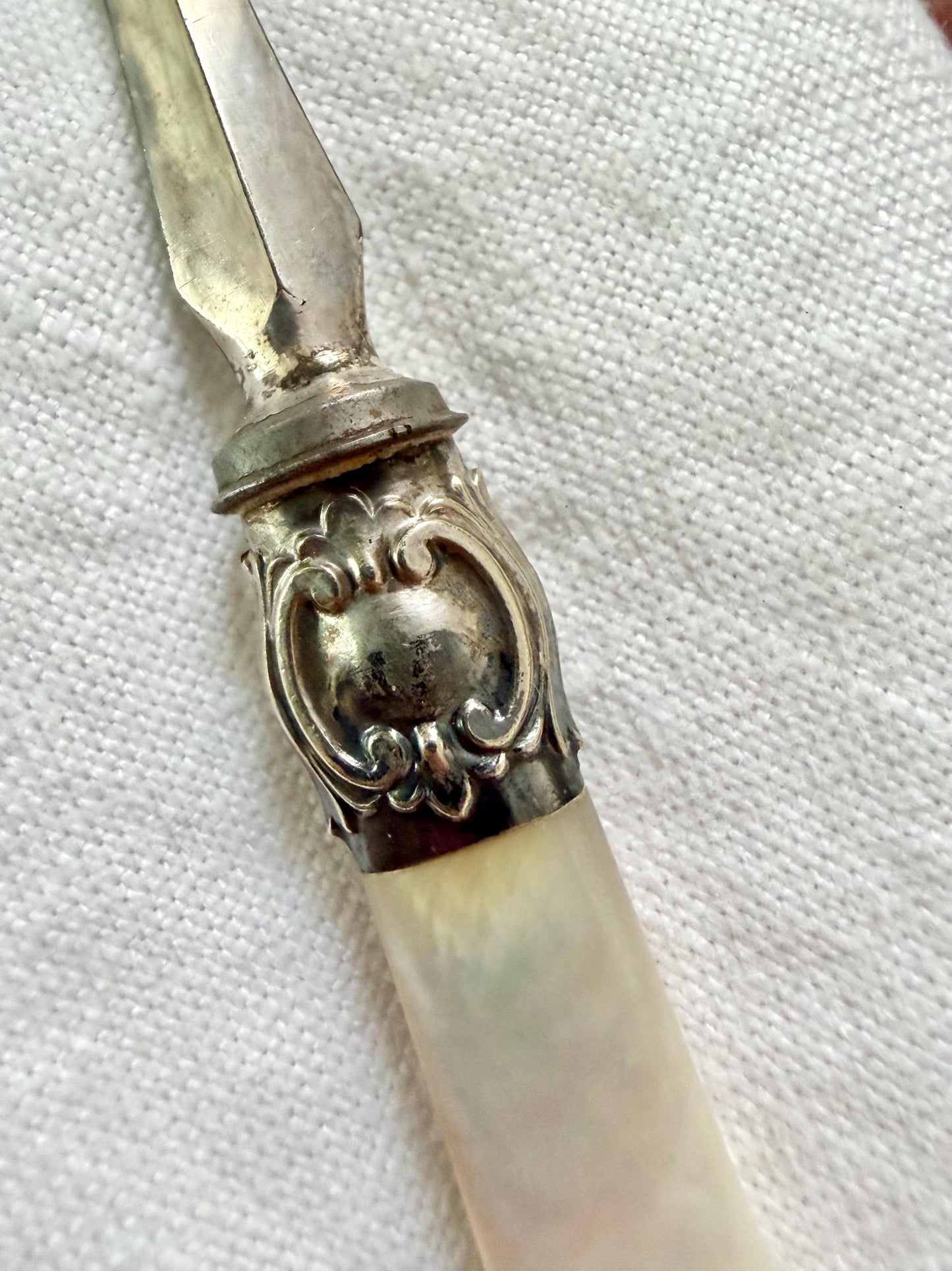 antique Victorian mother of pearl handle fork