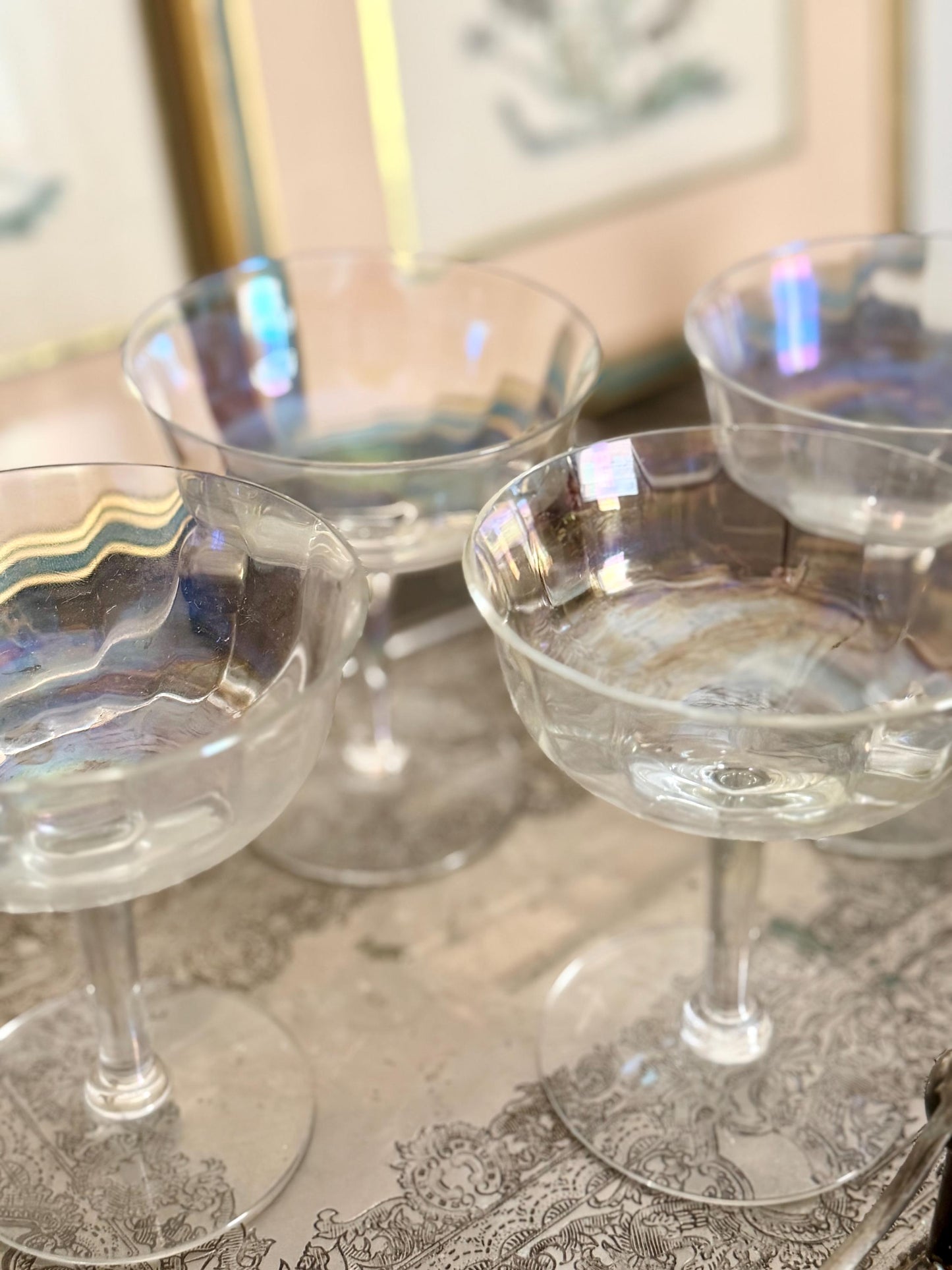 iridescent coupe glasses, set of 4