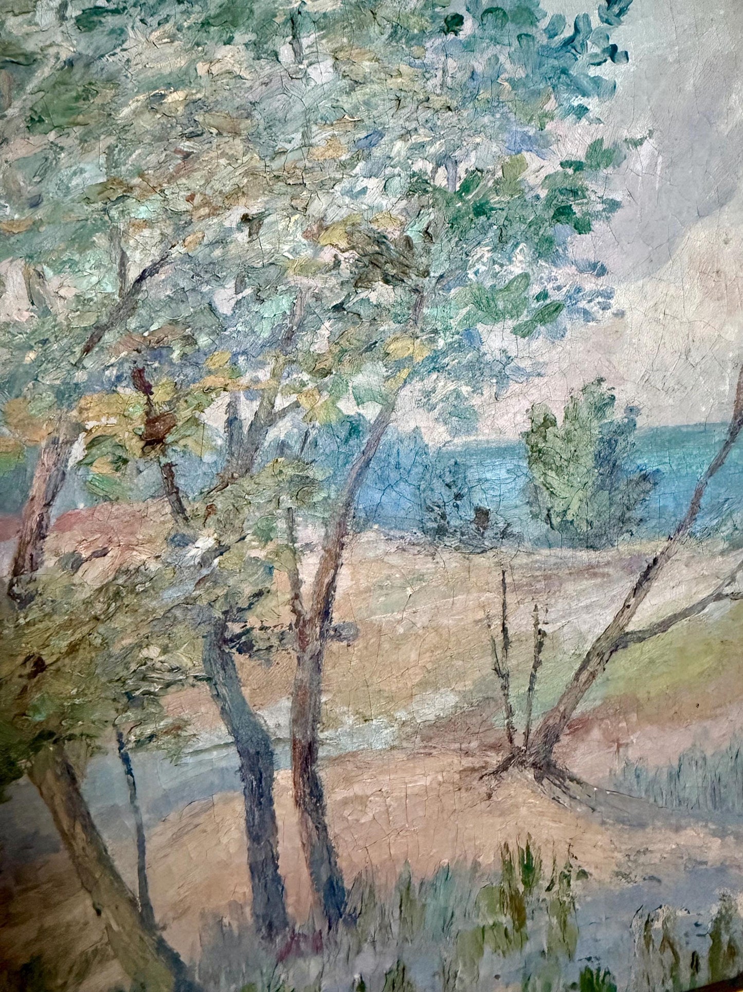 antique pastel landscape painting signed P. Townsend 1922