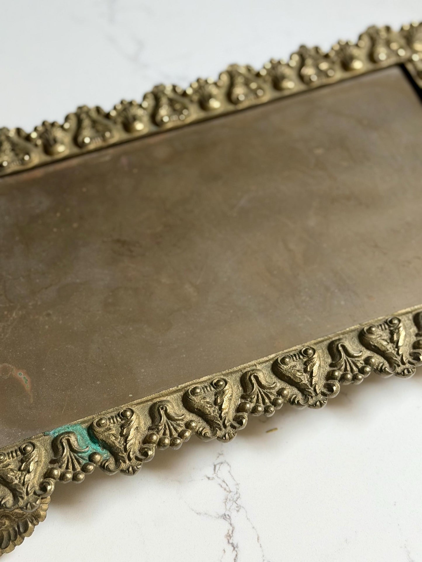victorian style brass vanity tray with claw feet