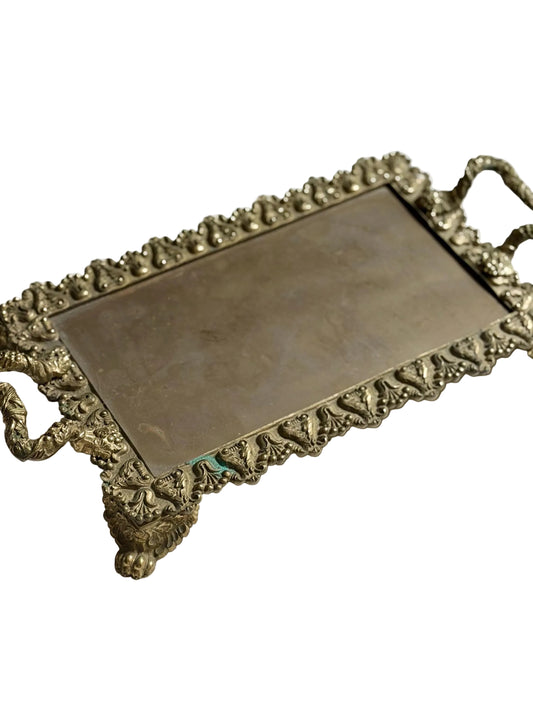 victorian style brass vanity tray with claw feet