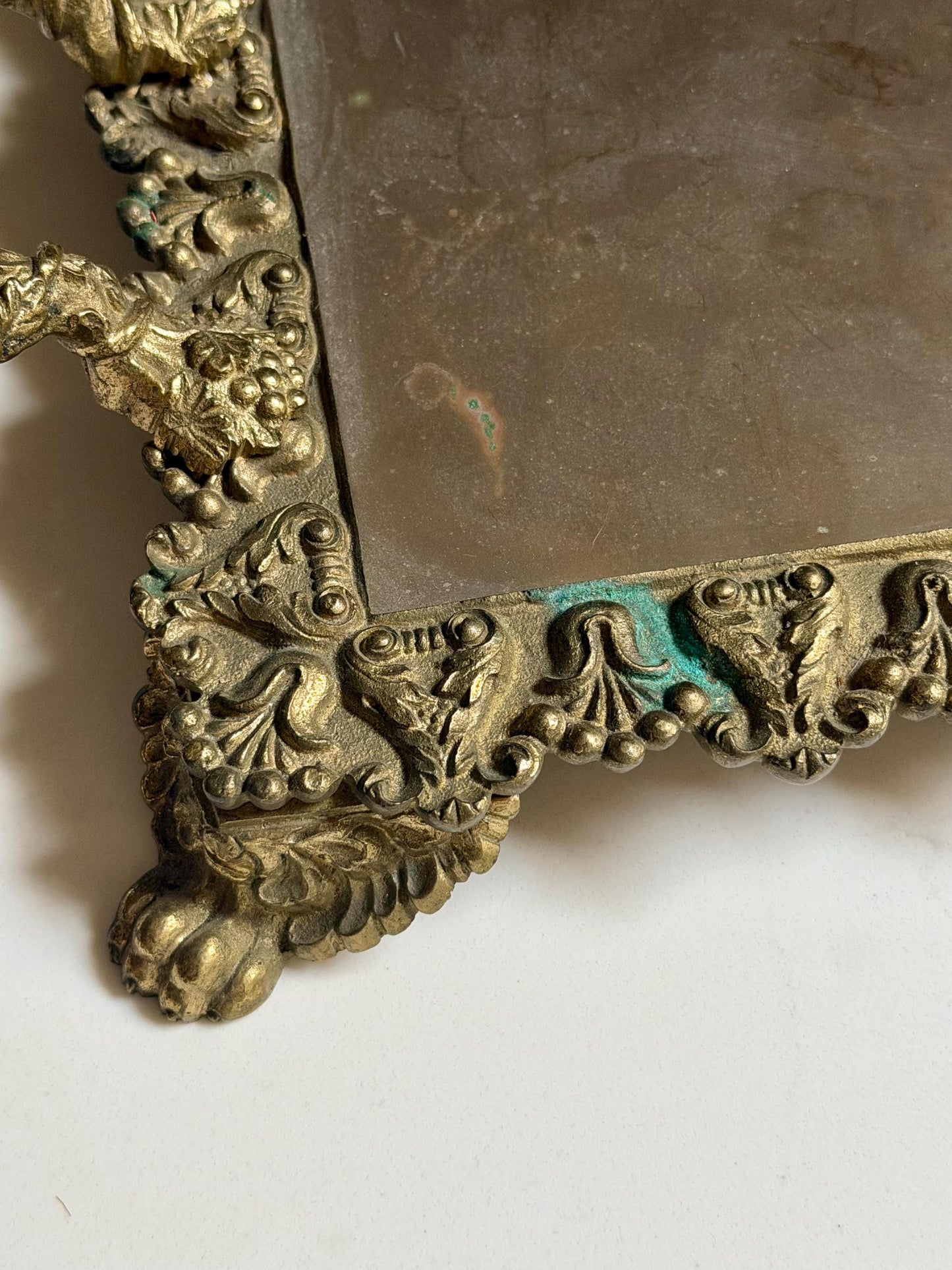 victorian style brass vanity tray with claw feet