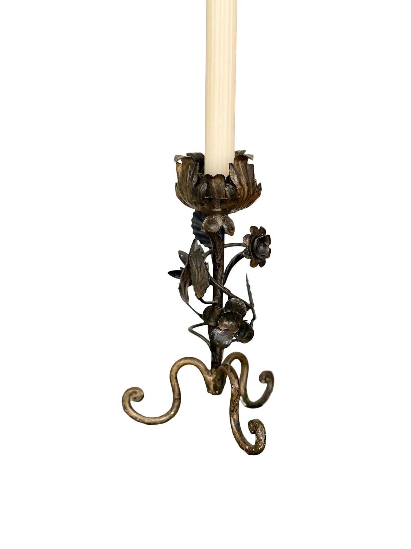 black and gold toleware candlestick