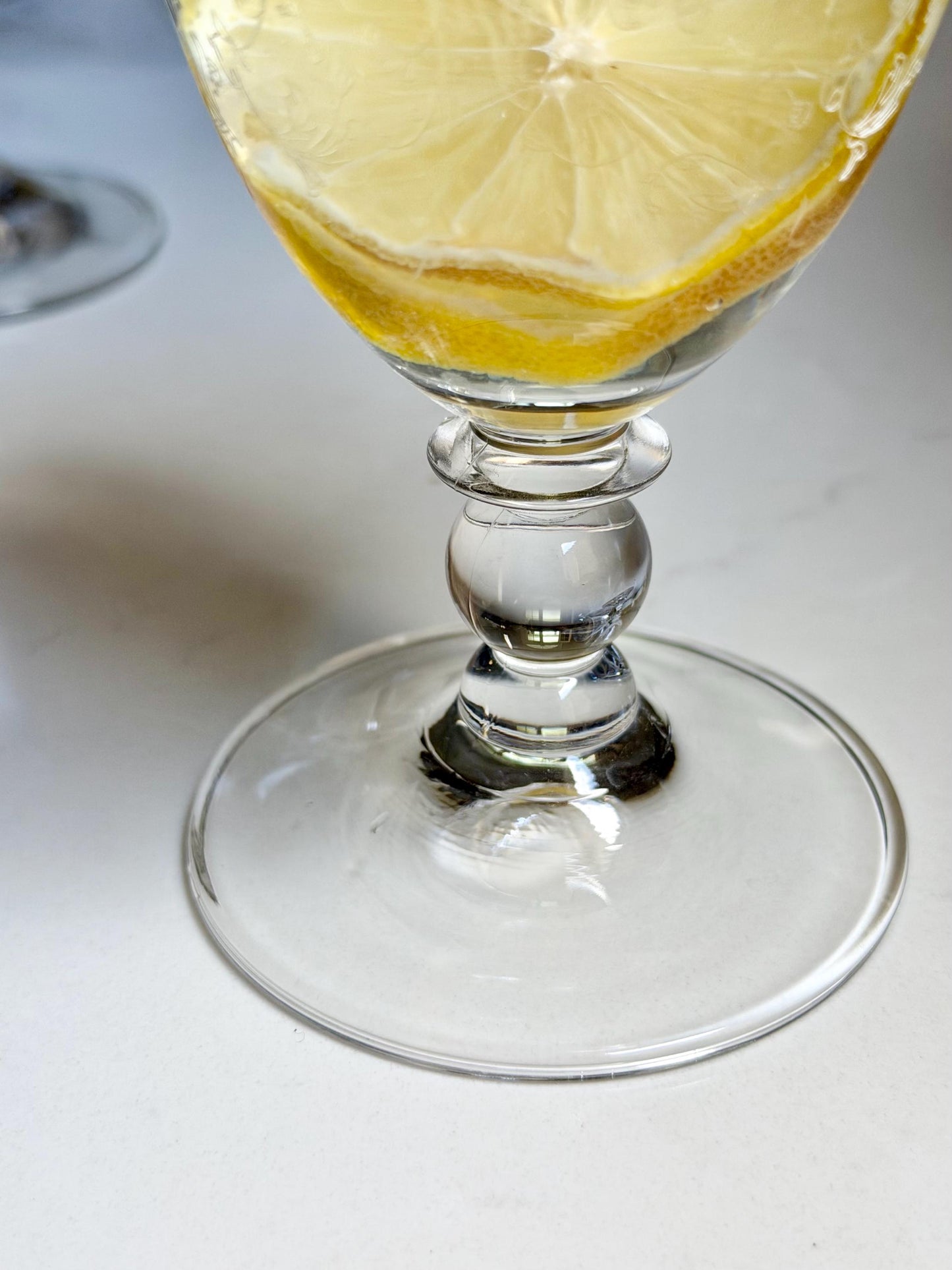 etched crystal water goblets, set of 4